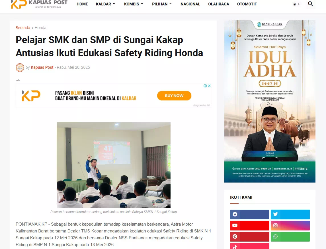 Pelajar SMK dan SMP di Sungai Kakap Antusias Ikuti Edukasi Safety Riding Honda
