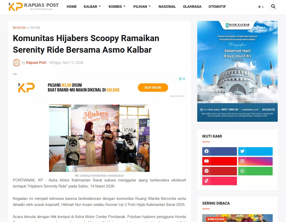 Komunitas Hijabers Scoopy Ramaikan Serenity Ride Bersama Asmo Kalbar