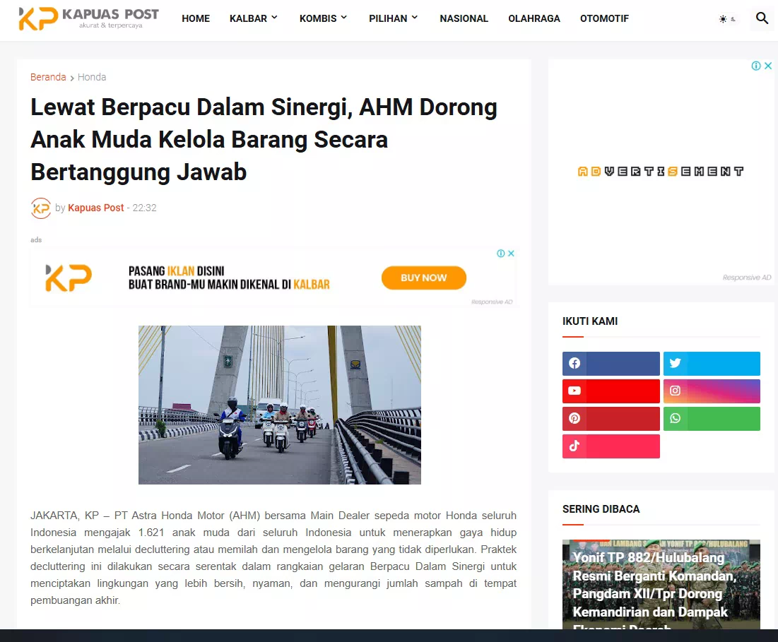 Lewat Berpacu Dalam Sinergi, AHM Dorong Anak Muda Kelola Barang Secara Bertanggung Jawab
