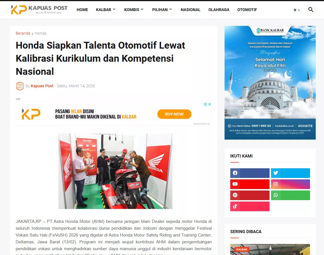 Honda Siapkan Talenta Otomotif Lewat Kalibrasi Kurikulum dan Kompetensi Nasional
