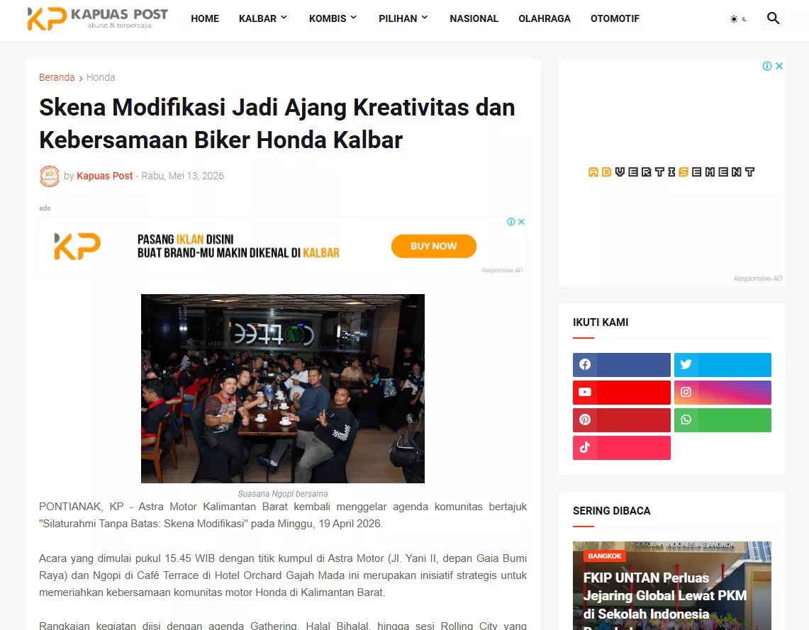 Skena Modifikasi Jadi Ajang Kreativitas dan Kebersamaan Biker Honda Kalbar