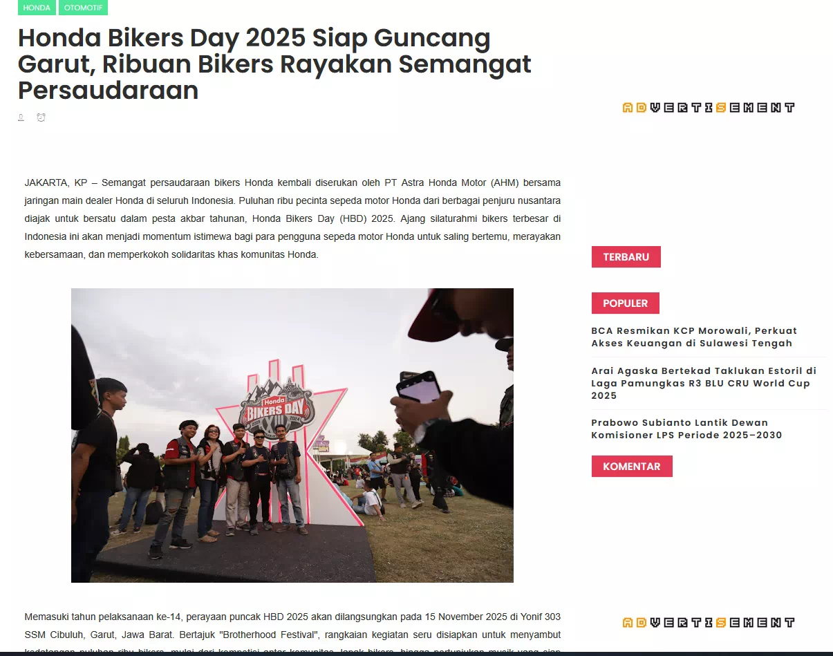Honda Bikers Day 2025 Siap Guncang Garut, Ribuan Bikers Rayakan Semangat Persaudaraan