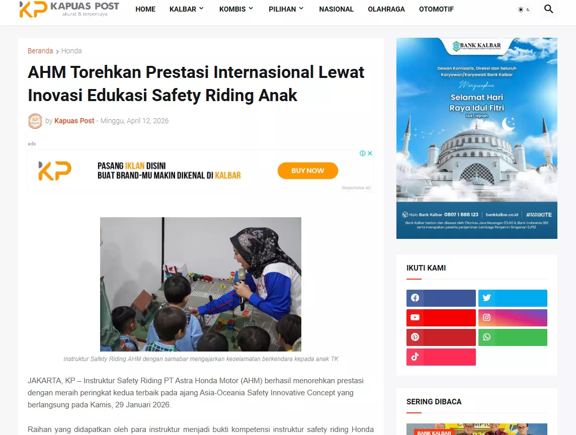 AHM Torehkan Prestasi Internasional Lewat Inovasi Edukasi Safety Riding Anak