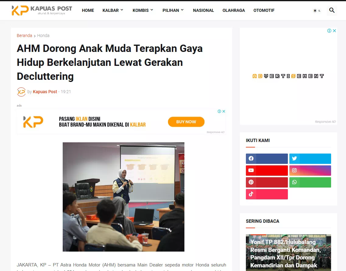AHM Dorong Anak Muda Terapkan Gaya Hidup Berkelanjutan Lewat Gerakan Decluttering
