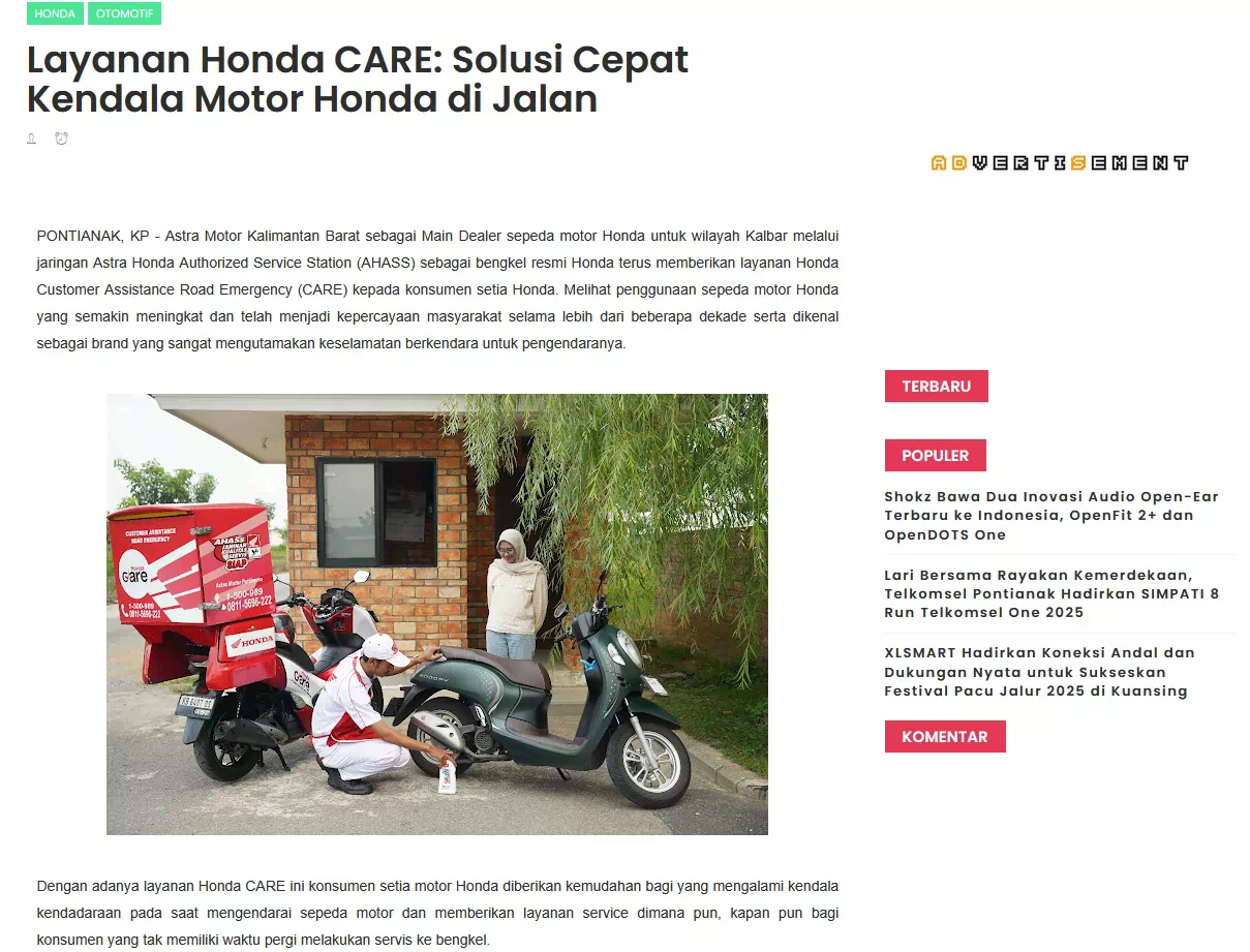 Layanan Honda CARE: Solusi Cepat Kendala Motor Honda di Jalan
