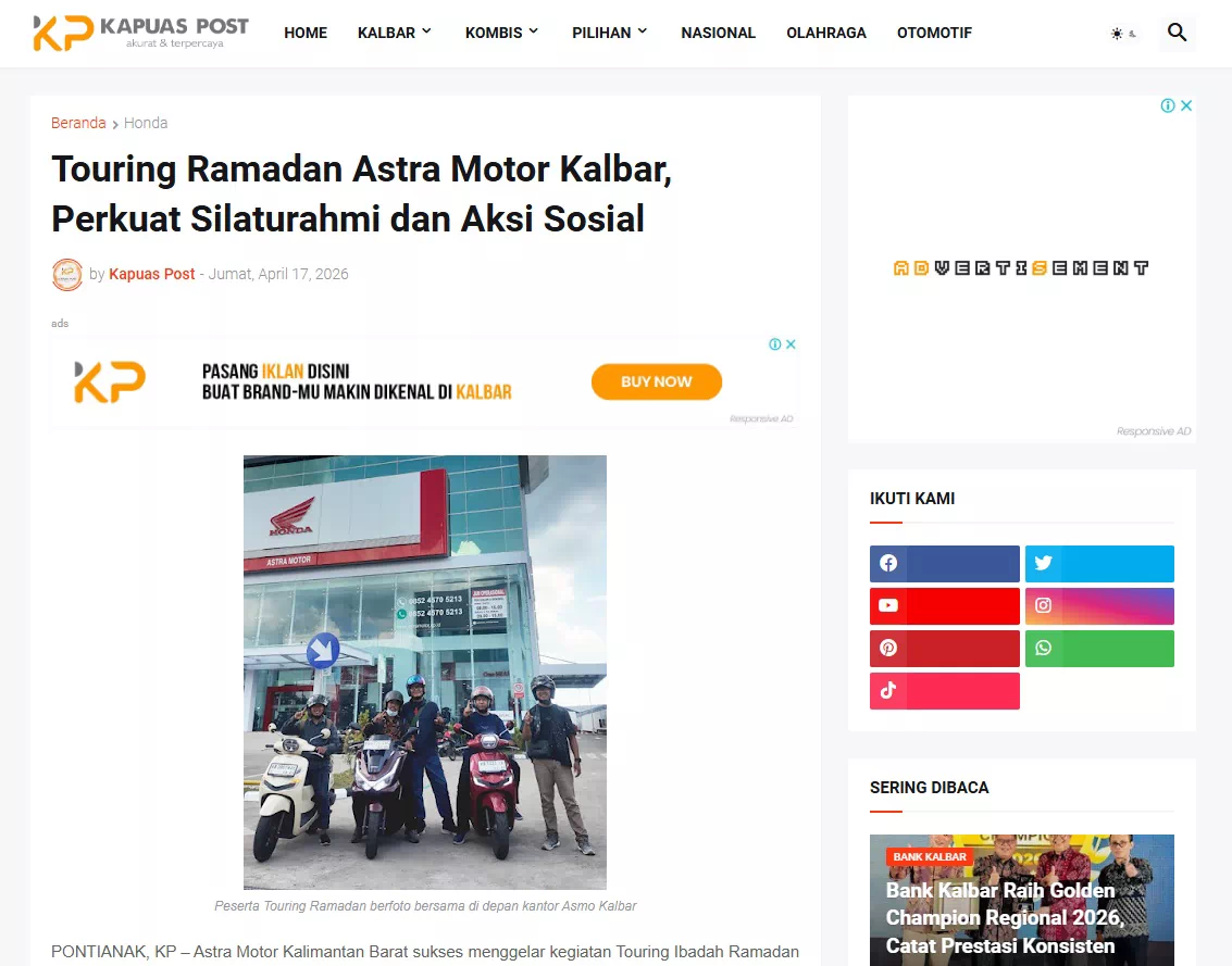 Touring Ramadan Astra Motor Kalbar, Perkuat Silaturahmi dan Aksi Sosial