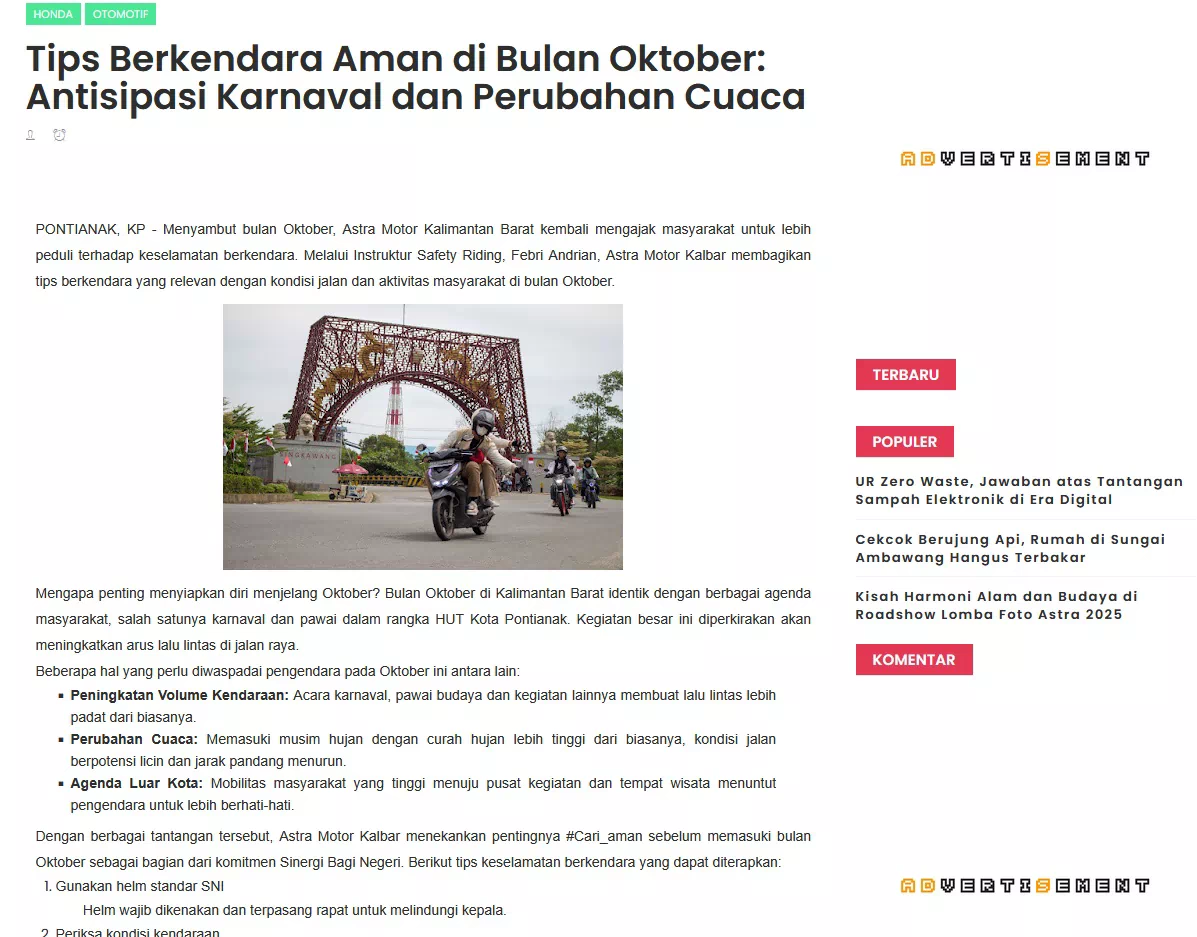 Tips Berkendara Aman di Bulan Oktober: Antisipasi Karnaval dan Perubahan Cuaca