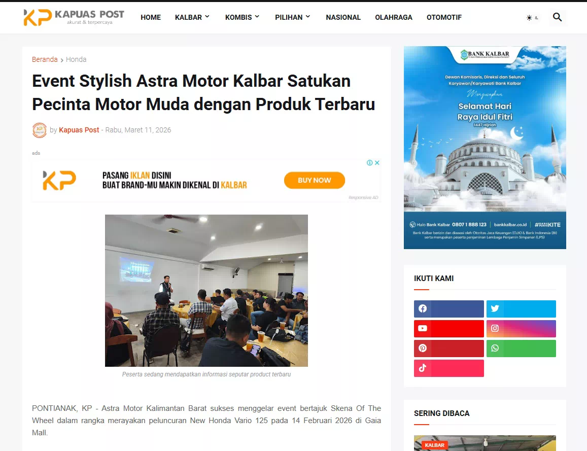 Event Stylish Astra Motor Kalbar Satukan Pecinta Motor Muda dengan Produk Terbaru