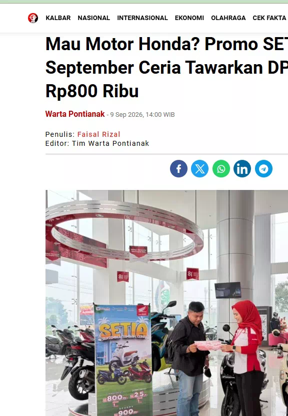 Mau Motor Honda? Promo SETIA September Ceria Tawarkan DP Mulai Rp800 Ribu
