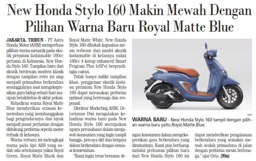 New Honda Stylo 160 Makin Mewah Dengan Pilihan WArna Baru Royal Matte blue
