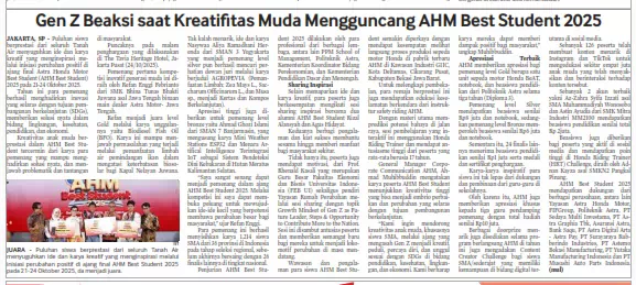 Gen Z Beraksi saat Kreatifitas Muda Mengguncang AHM Best Student 2025