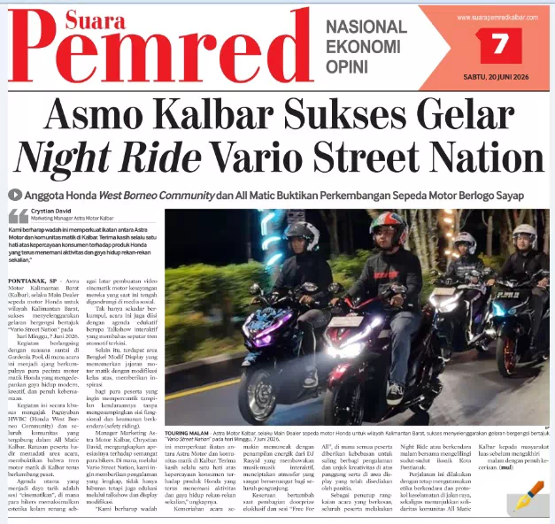 Asmo Kalbar Sukses Gelar Night Ride Vario Street Nation, Anggota Honda West Borneo Community dan All Matic Buktikan Perkembangan Sepeda Motor Berlogo Sayap