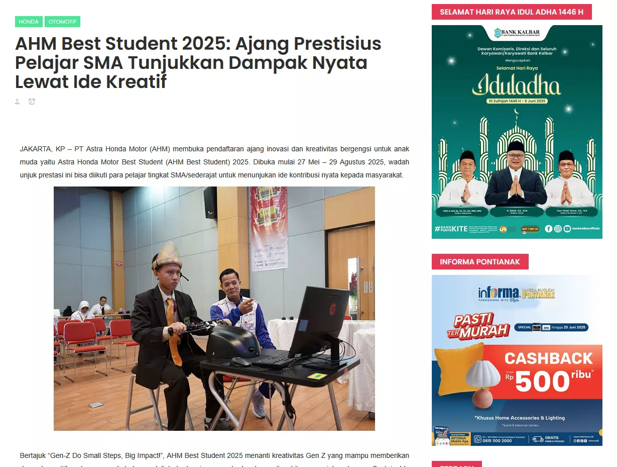 AHM Best Student 2025: Ajang Prestisius Pelajar SMA Tunjukkan Dampak Nyata Lewat Ide Kreatif
