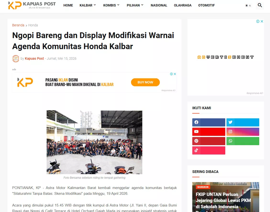 Ngopi Bareng dan Display Modifikasi Warnai Agenda Komunitas Honda Kalbar