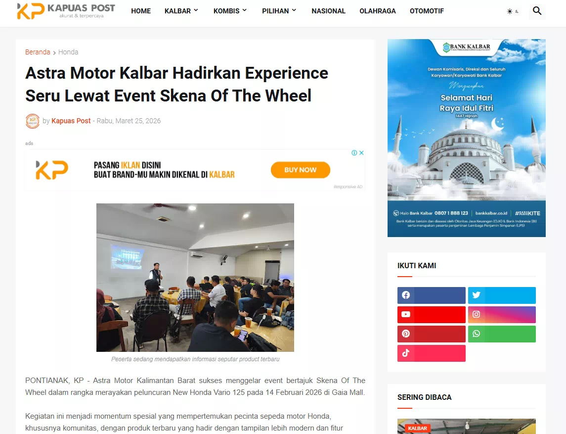 Astra Motor Kalbar Hadirkan Experience Seru Lewat Event Skena Of The Wheel