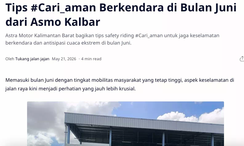 Tips #Cari_aman Berkendara di Bulan Juni dari Asmo Kalbar