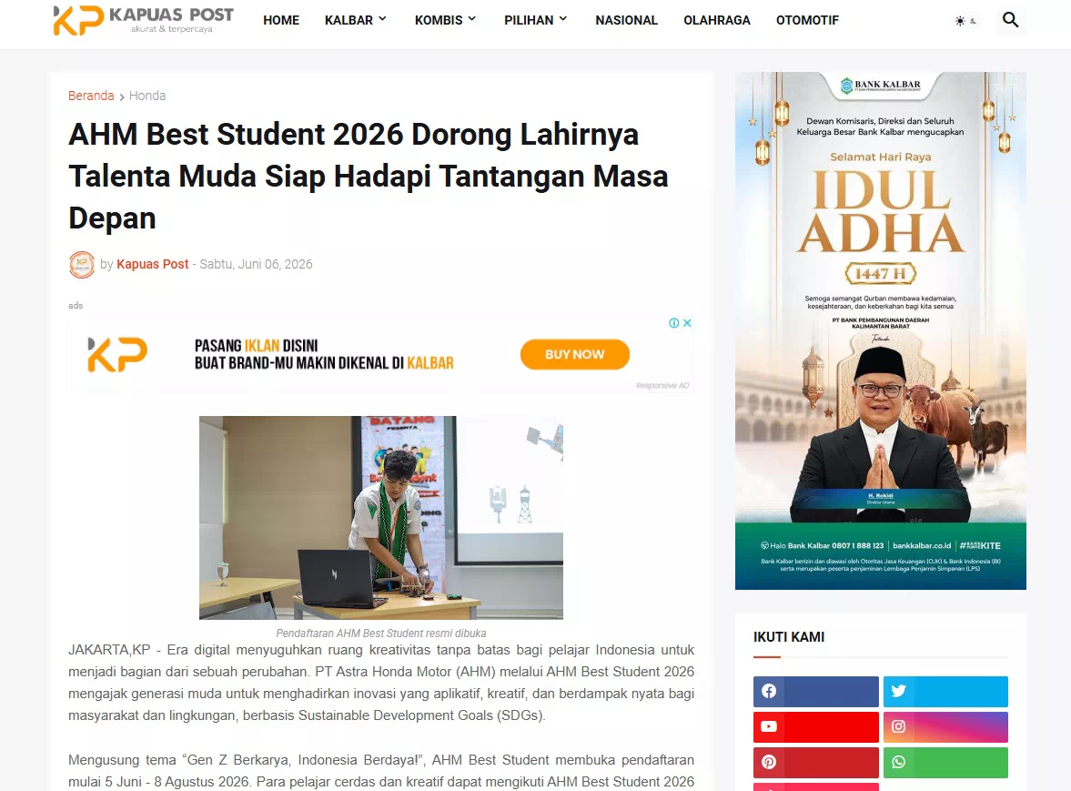 AHM Best Student 2026 Dorong Lahirnya Talenta Muda Siap Hadapi Tantangan Masa Depan