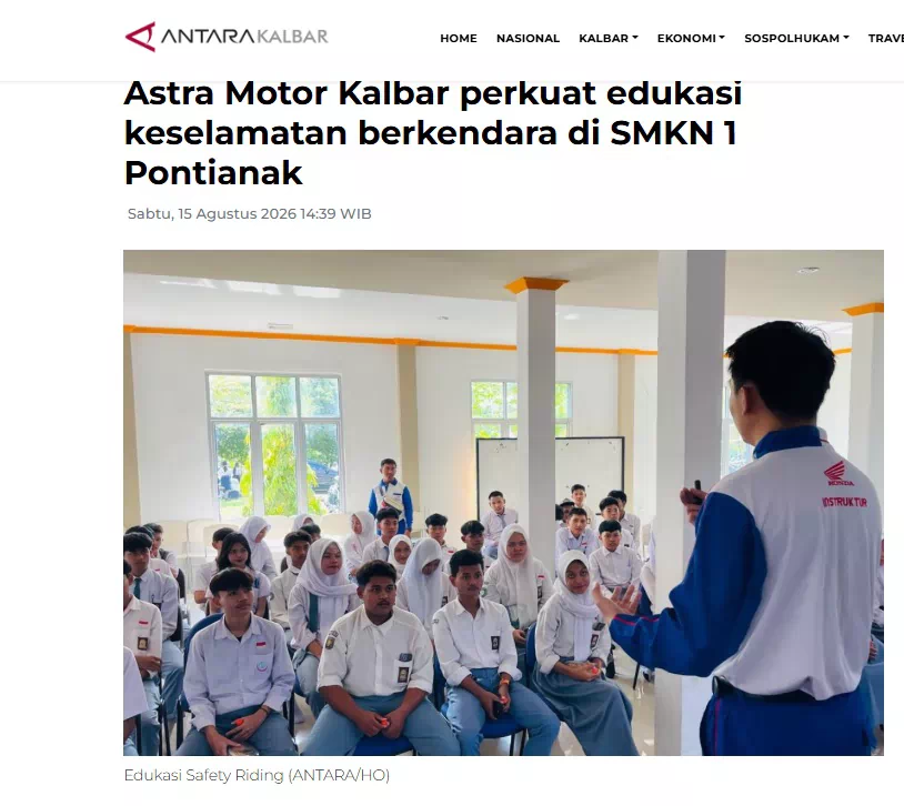 Astra Motor Kalbar perkuat edukasi keselamatan berkendara di SMKN 1 Pontianak