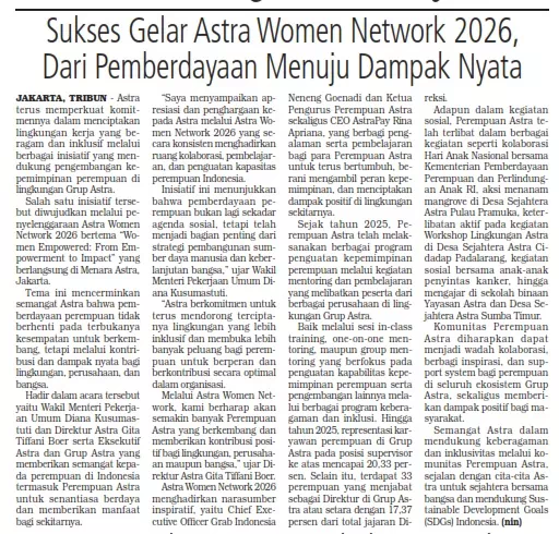 Sukses Gelar Astra Women Network 2026,Dari Pemberdayaan Menuju Dampak Nyata