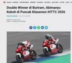 Double Winner di Buriram, Abimanyu Kokoh di Puncak Klasemen IHTTC 2026