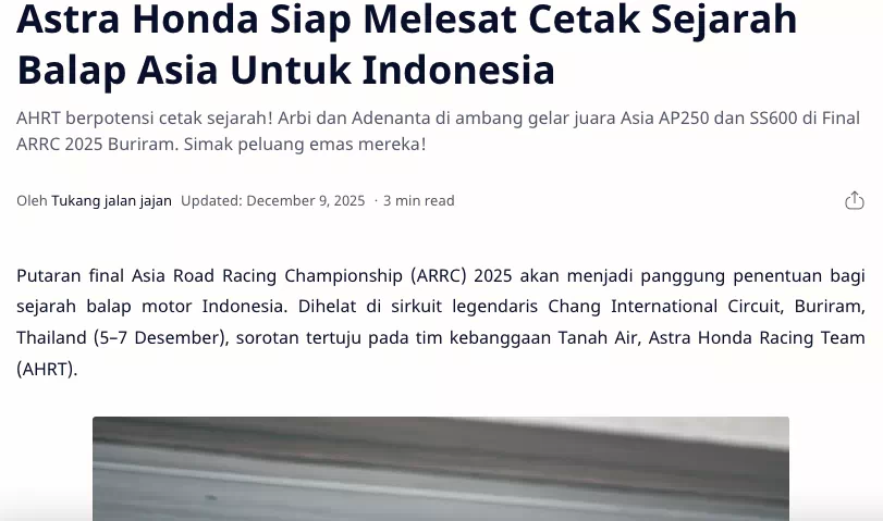 Astra Honda Siap Melesat Cetak Sejarah Balap Asia Untuk Indonesia