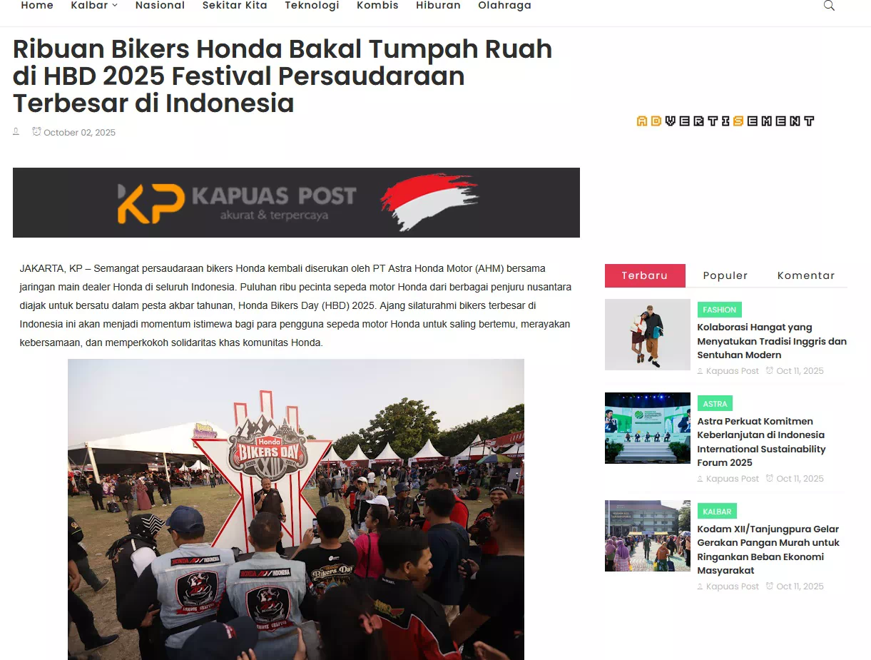 Ribuan Bikers Honda Bakal Tumpah Ruah di HBD 2025 Festival Persaudaraan Terbesar di Indonesia