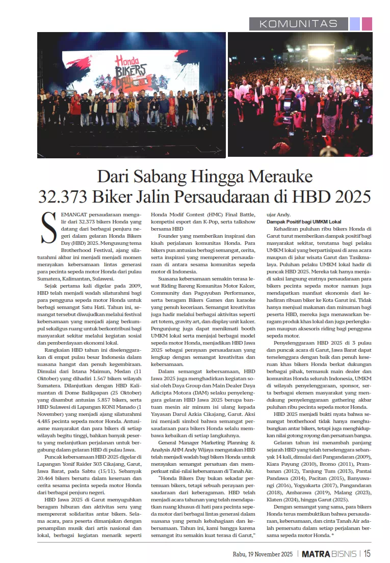 Dari Sabang Hingga Merauke 32.373 Biker Jalin Persaudaraan di HBD 2025