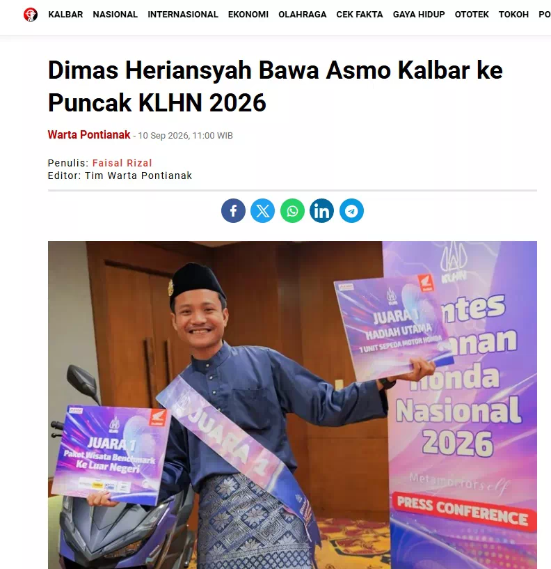 Dimas Heriansyah Bawa Asmo Kalbar ke Puncak KLHN 2026