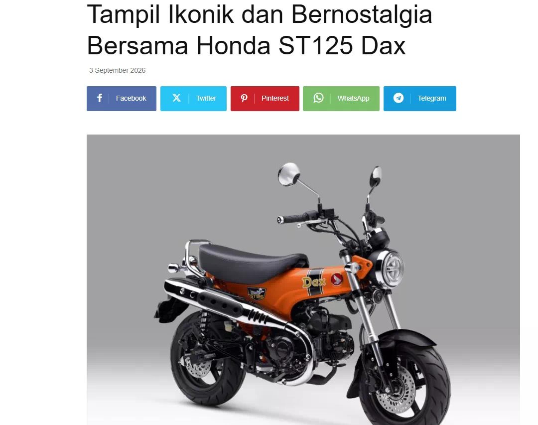 Tampil Ikonik dan Bernostalgia Bersama Honda ST125 Dax