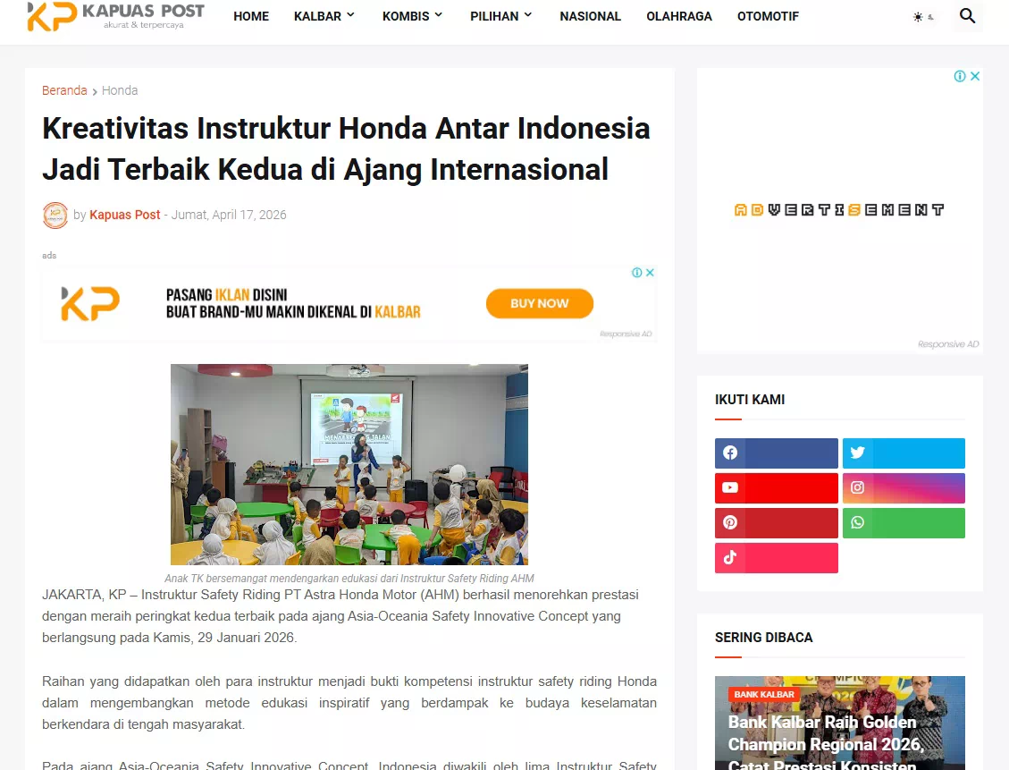 Kreativitas Instruktur Honda Antar Indonesia Jadi Terbaik Kedua di Ajang Internasional