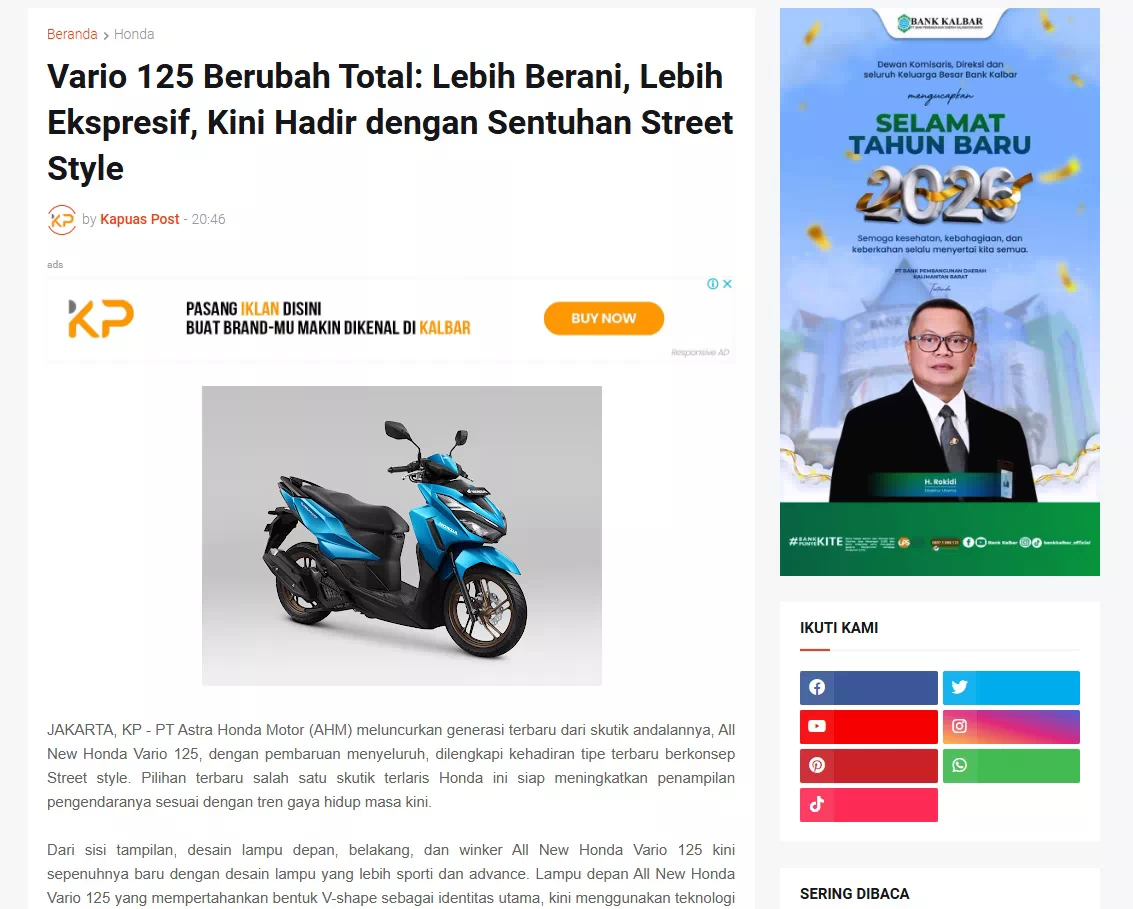Vario 125 Berubah Total: Lebih Berani, Lebih Ekspresif, Kini Hadir dengan Sentuhan Street Style