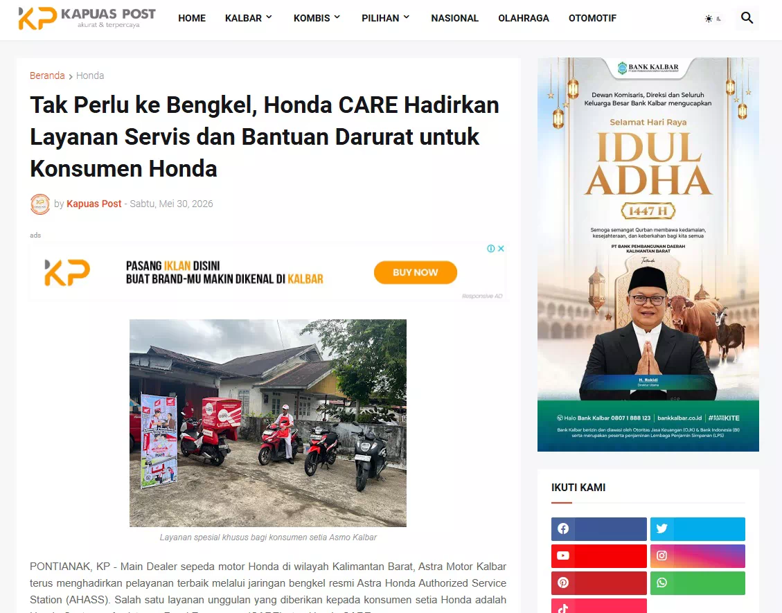 Tak Perlu ke Bengkel, Honda CARE Hadirkan Layanan Servis dan Bantuan Darurat untuk Konsumen Honda