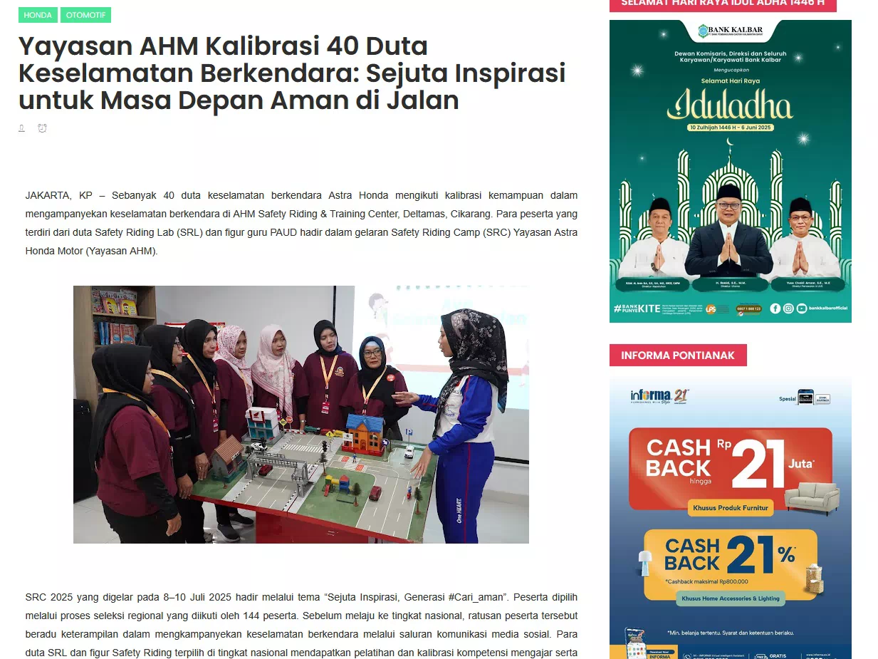Yayasan AHM Kalibrasi 40 Duta Keselamatan Berkendara: Sejuta Inspirasi untuk Masa Depan Aman di Jalan