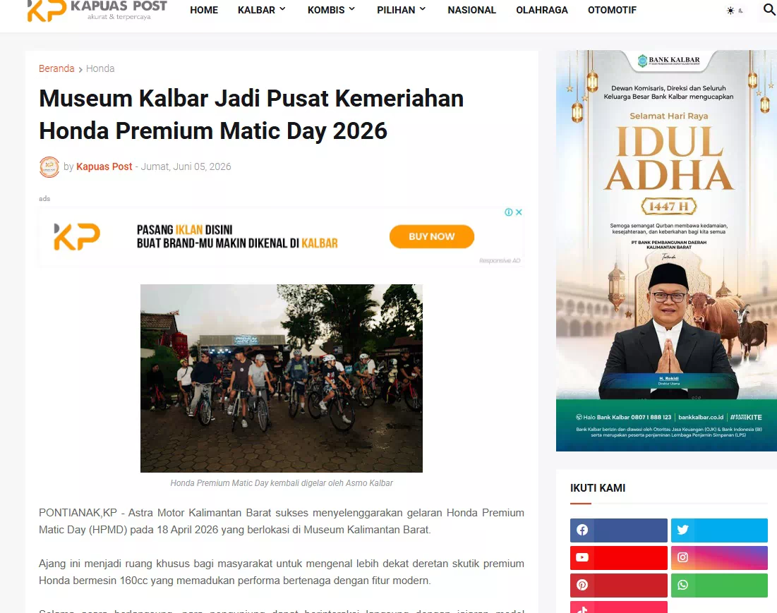 Museum Kalbar Jadi Pusat Kemeriahan Honda Premium Matic Day 2026