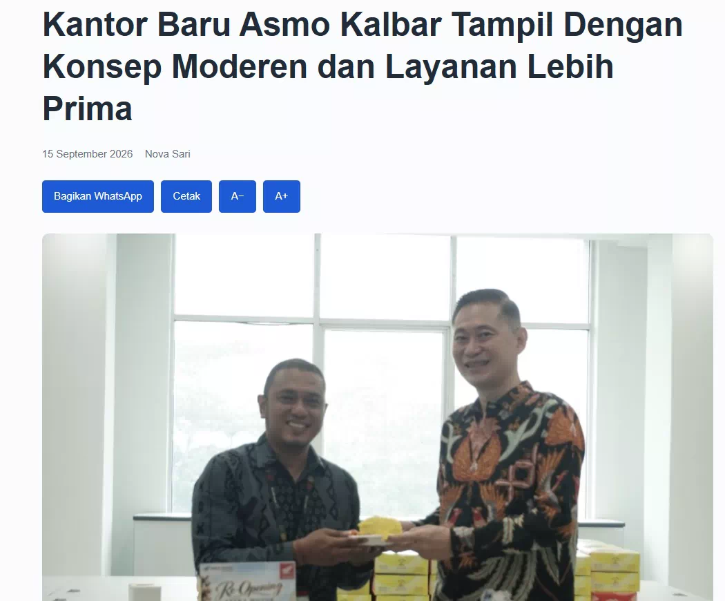 Kantor Baru Asmo Kalbar Tampil Dengan Konsep Moderen dan Layanan Lebih Prima