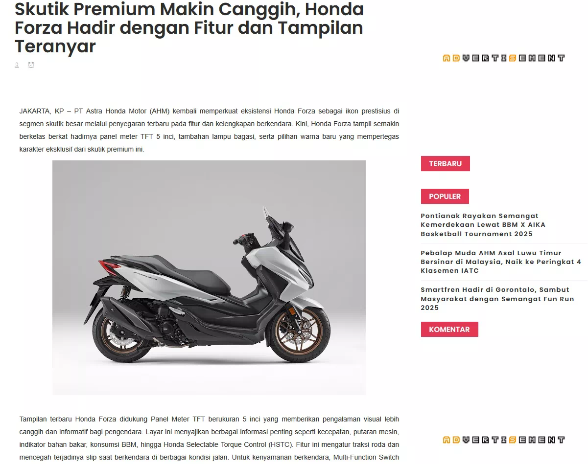 Skutik Premium Makin Canggih, Honda Forza Hadir dengan Fitur dan Tampilan Teranyar