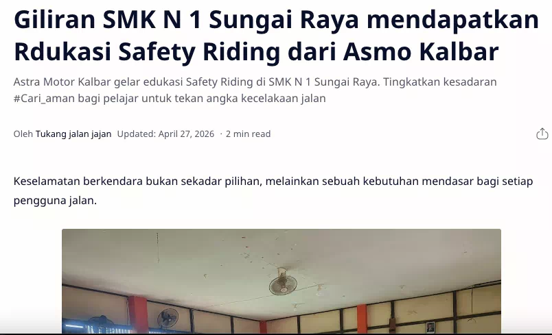 Giliran SMK N 1 Sungai Raya mendapatkan Rdukasi Safety Riding dari Asmo Kalbar