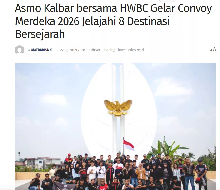 Asmo Kalbar bersama HWBC Gelar Convoy Merdeka 2026 Jelajahi 8 Destinasi Bersejarah