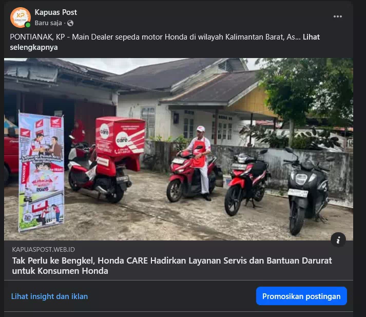 Main Dealer sepeda motor Honda di wilayah Kalimantan Barat