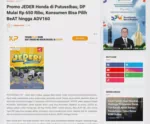 Promo JEDER Honda di Putussibau, DP Mulai Rp 650 Ribu, Konsumen Bisa Pilih BeAT hingga ADV160