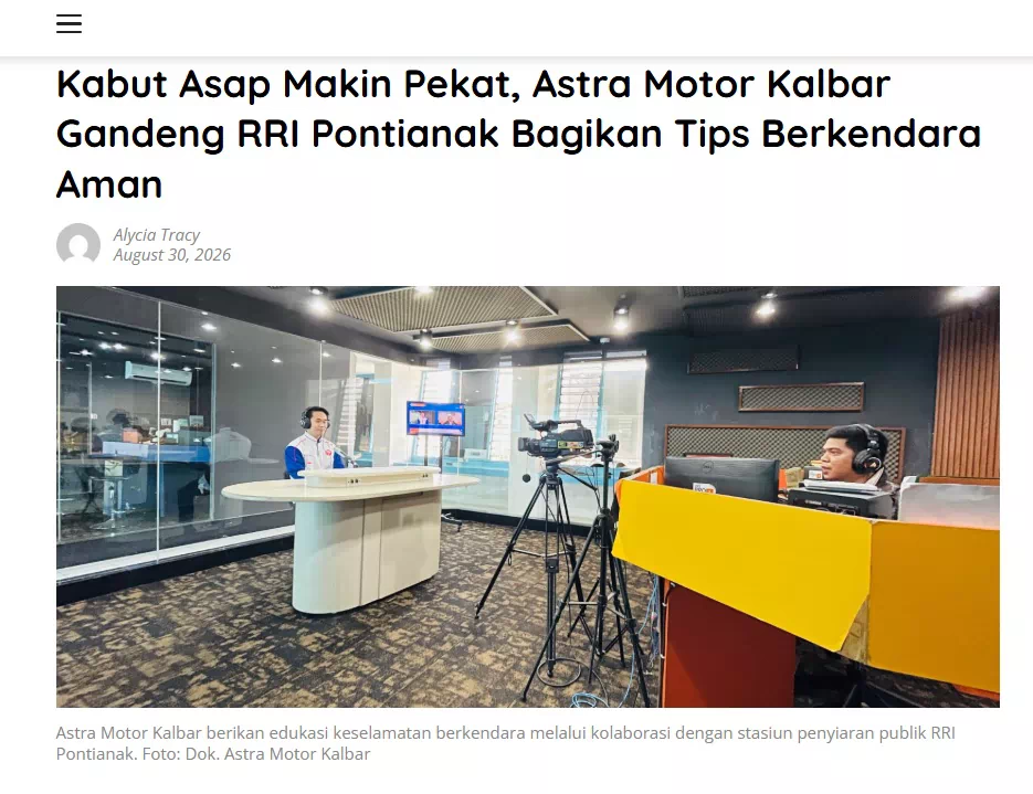 Kabut Asap Makin Pekat, Astra Motor Kalbar Gandeng RRI Pontianak Bagikan Tips Berkendara Aman