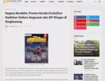 Segera Berakhir, Promo Honda EvoluZion Hadirkan Diskon Angsuran dan DP Ringan di Singkawang