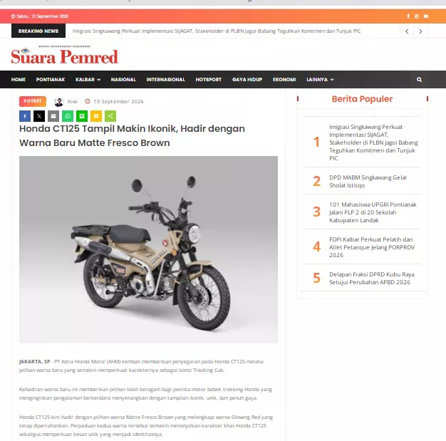 Honda CT125 Tampil Makin Ikonik, Hadir dengan Warna Baru Matte Fresco Brown