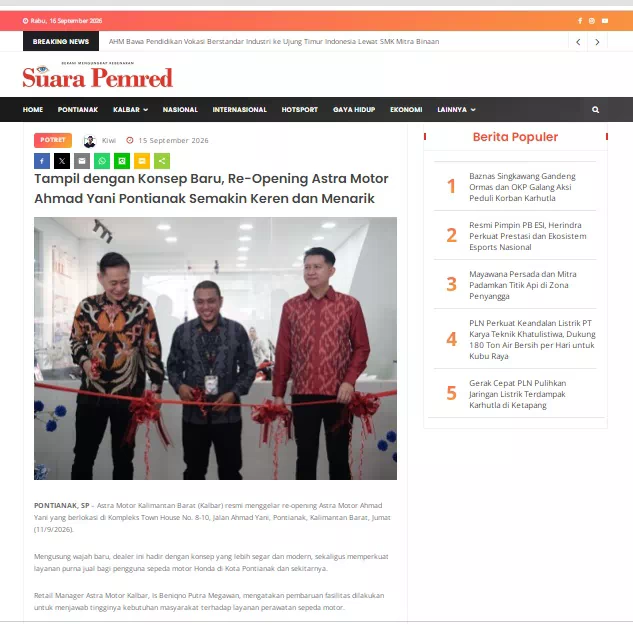 Tampil dengan Konsep Baru, Re-Opening Astra Motor Ahmad Yani Pontianak Semakin Keren dan Menarik