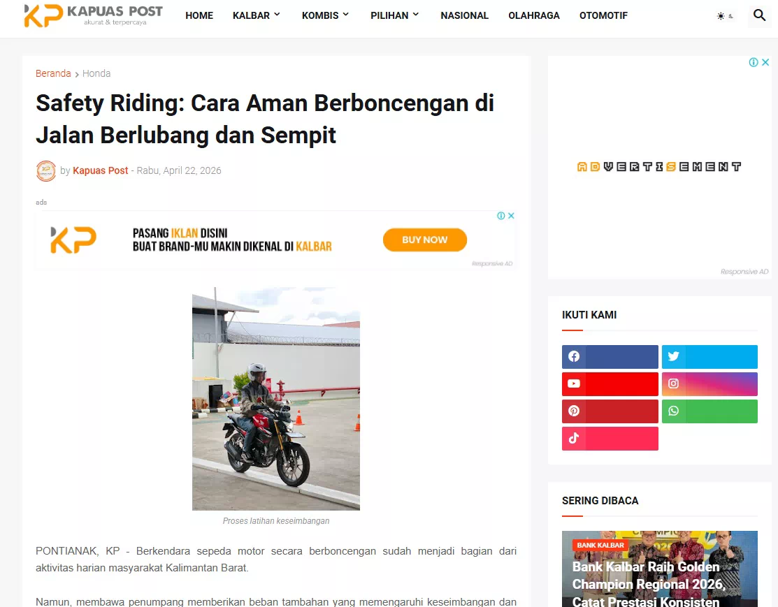 Safety Riding: Cara Aman Berboncengan di Jalan Berlubang dan Sempit