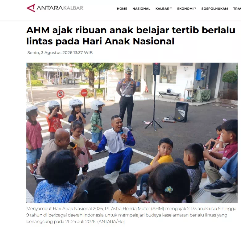 AHM ajak ribuan anak belajar tertib berlalu lintas pada Hari Anak Nasional