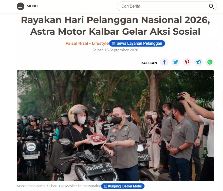 Rayakan Hari Pelanggan Nasional 2026, Astra Motor Kalbar Gelar Aksi Sosial
