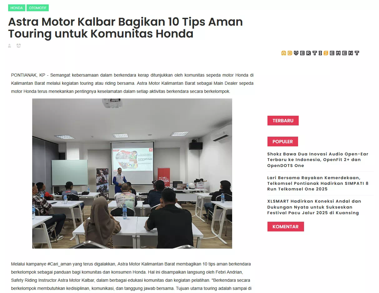 Astra Motor Kalbar Bagikan 10 Tips Aman Touring untuk Komunitas Honda