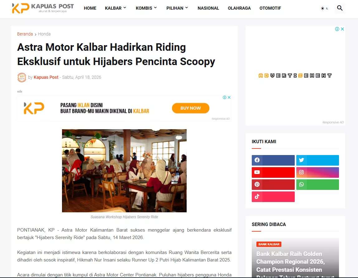 Astra Motor Kalbar Hadirkan Riding Eksklusif untuk Hijabers Pencinta Scoopy