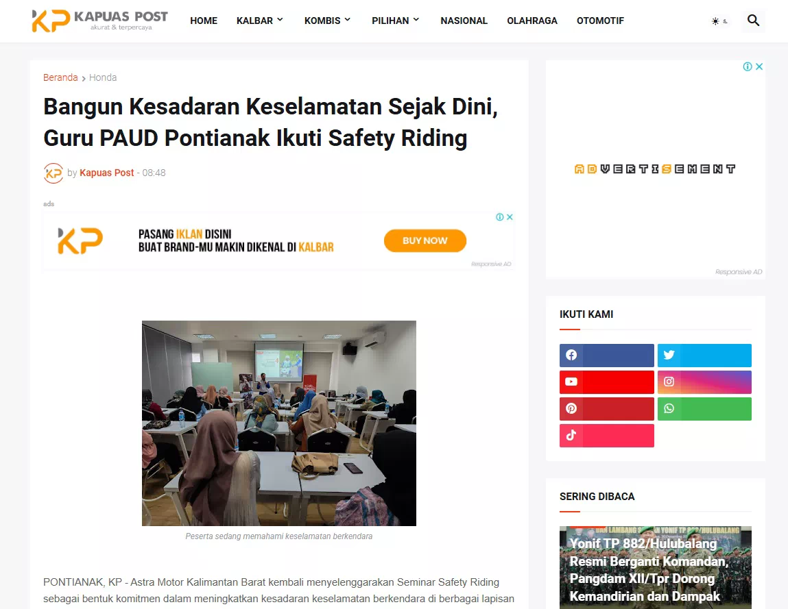 Bangun Kesadaran Keselamatan Sejak Dini, Guru PAUD Pontianak Ikuti Safety Riding